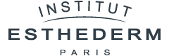 Logo featuring the text 'Institut Esthederm Paris' in a gray, stylized font