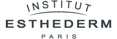 Logo featuring the text 'Institut Esthederm Paris' in a gray, stylized font